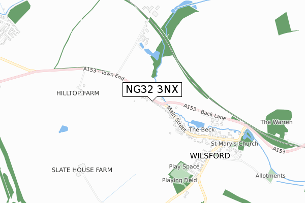 NG32 3NX map - small scale - OS Open Zoomstack (Ordnance Survey)