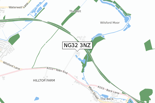 NG32 3NZ map - small scale - OS Open Zoomstack (Ordnance Survey)