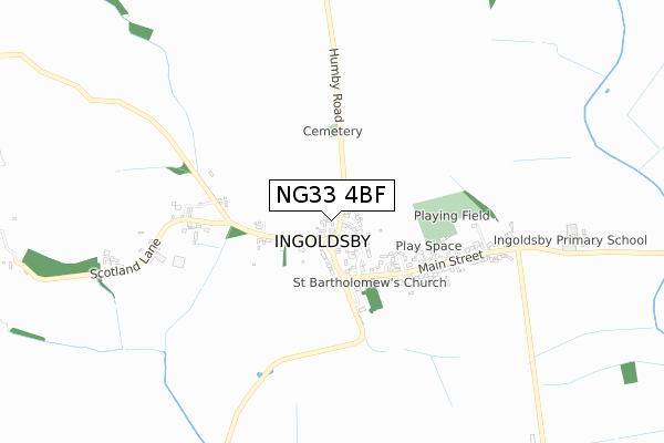 NG33 4BF map - small scale - OS Open Zoomstack (Ordnance Survey)