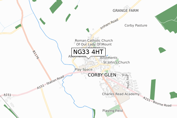 NG33 4HT map - small scale - OS Open Zoomstack (Ordnance Survey)