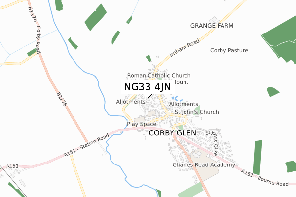 NG33 4JN map - small scale - OS Open Zoomstack (Ordnance Survey)