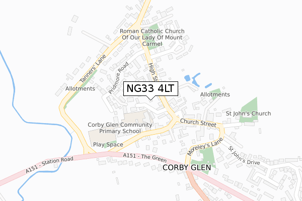 NG33 4LT map - large scale - OS Open Zoomstack (Ordnance Survey)