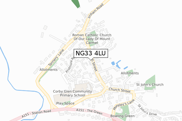 NG33 4LU map - large scale - OS Open Zoomstack (Ordnance Survey)