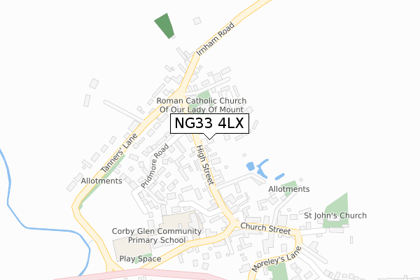 NG33 4LX map - large scale - OS Open Zoomstack (Ordnance Survey)