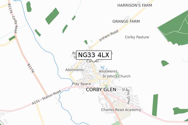 NG33 4LX map - small scale - OS Open Zoomstack (Ordnance Survey)