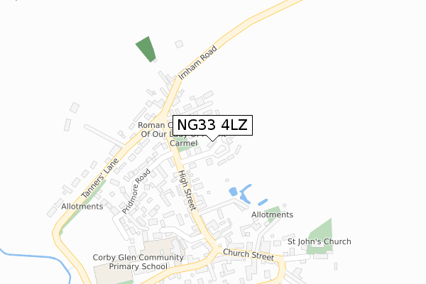 NG33 4LZ map - large scale - OS Open Zoomstack (Ordnance Survey)