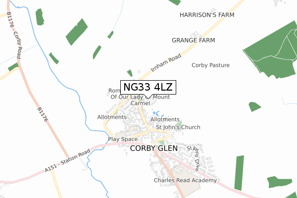 NG33 4LZ map - small scale - OS Open Zoomstack (Ordnance Survey)