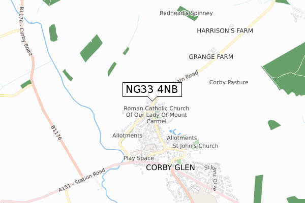 NG33 4NB map - small scale - OS Open Zoomstack (Ordnance Survey)