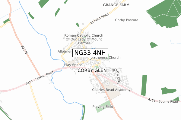 NG33 4NH map - small scale - OS Open Zoomstack (Ordnance Survey)