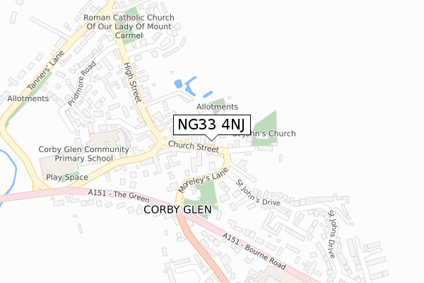 NG33 4NJ map - large scale - OS Open Zoomstack (Ordnance Survey)