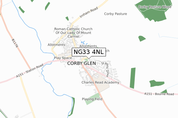 NG33 4NL map - small scale - OS Open Zoomstack (Ordnance Survey)