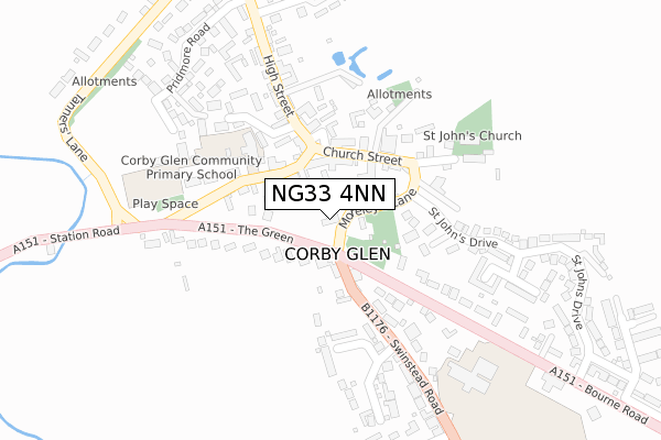 NG33 4NN map - large scale - OS Open Zoomstack (Ordnance Survey)