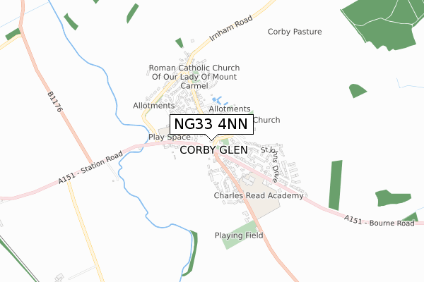 NG33 4NN map - small scale - OS Open Zoomstack (Ordnance Survey)