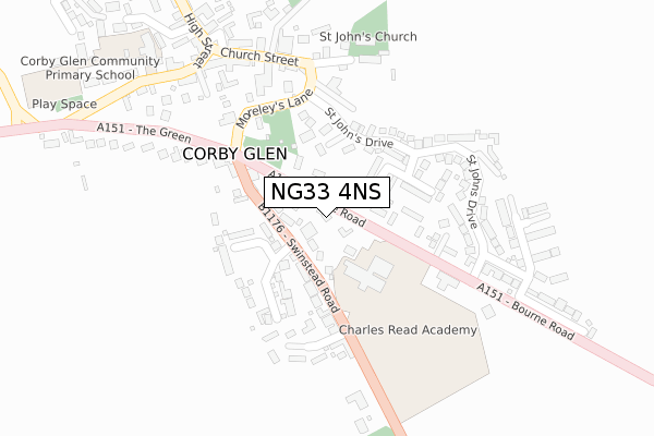 NG33 4NS map - large scale - OS Open Zoomstack (Ordnance Survey)