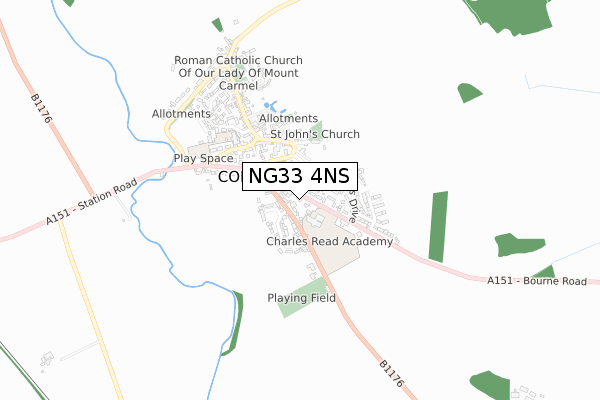 NG33 4NS map - small scale - OS Open Zoomstack (Ordnance Survey)