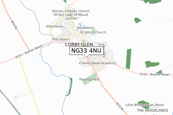 NG33 4NU map - small scale - OS Open Zoomstack (Ordnance Survey)