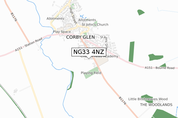 NG33 4NZ map - small scale - OS Open Zoomstack (Ordnance Survey)