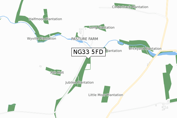 NG33 5FD map - small scale - OS Open Zoomstack (Ordnance Survey)