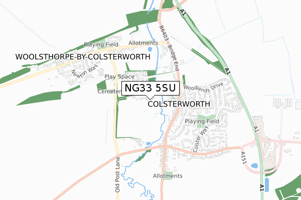 NG33 5SU map - small scale - OS Open Zoomstack (Ordnance Survey)