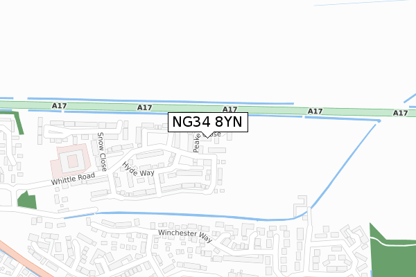 NG34 8YN map - large scale - OS Open Zoomstack (Ordnance Survey)