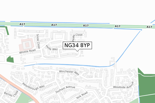 NG34 8YP map - large scale - OS Open Zoomstack (Ordnance Survey)