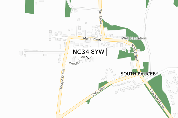 NG34 8YW map - large scale - OS Open Zoomstack (Ordnance Survey)