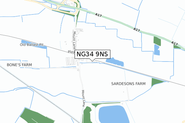 NG34 9NS map - small scale - OS Open Zoomstack (Ordnance Survey)