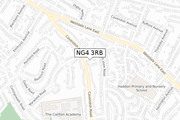 NG4 3RB map - large scale - OS Open Zoomstack (Ordnance Survey)