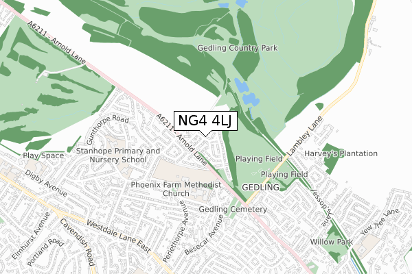 NG4 4LJ map - small scale - OS Open Zoomstack (Ordnance Survey)