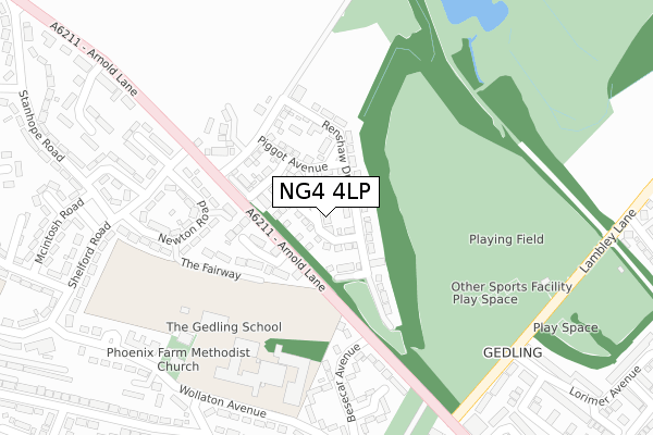 NG4 4LP map - large scale - OS Open Zoomstack (Ordnance Survey)