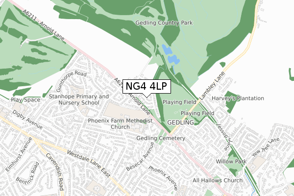 NG4 4LP map - small scale - OS Open Zoomstack (Ordnance Survey)