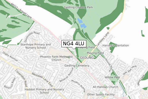 NG4 4LU map - small scale - OS Open Zoomstack (Ordnance Survey)