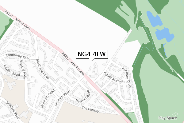 NG4 4LW map - large scale - OS Open Zoomstack (Ordnance Survey)