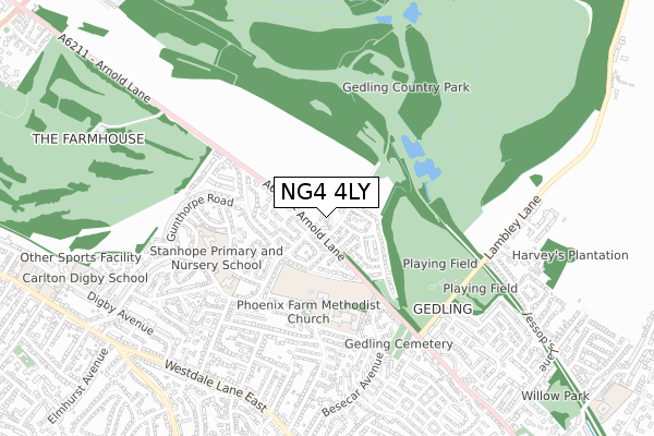 NG4 4LY map - small scale - OS Open Zoomstack (Ordnance Survey)