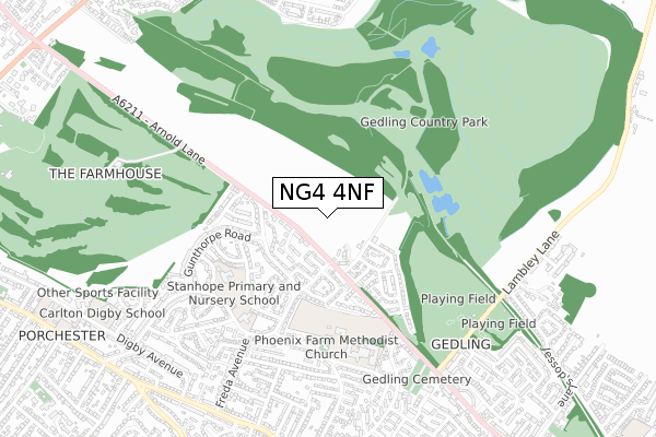 NG4 4NF map - small scale - OS Open Zoomstack (Ordnance Survey)