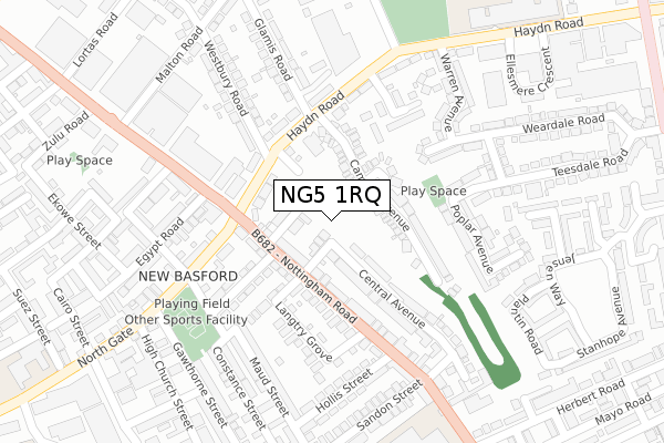 NG5 1RQ map - large scale - OS Open Zoomstack (Ordnance Survey)