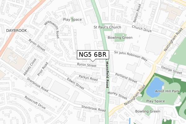 NG5 6BR map - large scale - OS Open Zoomstack (Ordnance Survey)