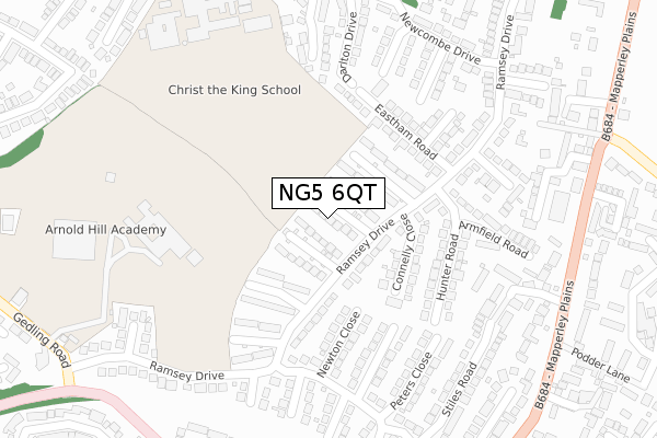 NG5 6QT map - large scale - OS Open Zoomstack (Ordnance Survey)