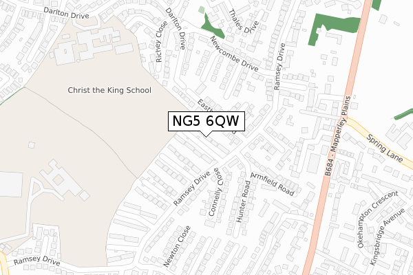 NG5 6QW map - large scale - OS Open Zoomstack (Ordnance Survey)