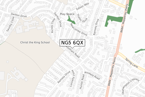 NG5 6QX map - large scale - OS Open Zoomstack (Ordnance Survey)