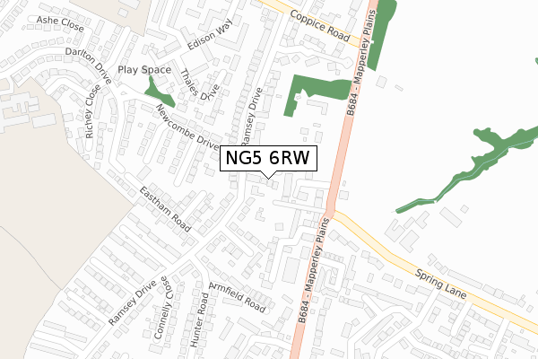 NG5 6RW map - large scale - OS Open Zoomstack (Ordnance Survey)