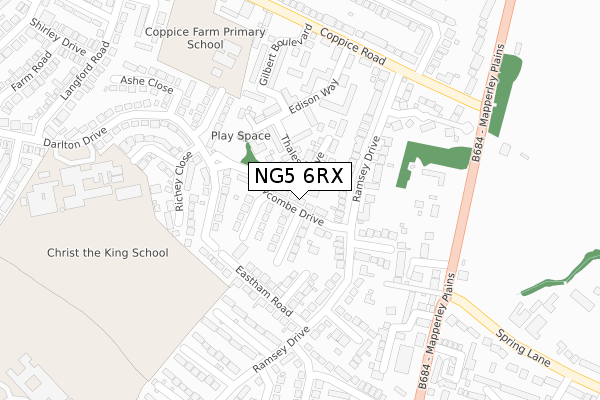 NG5 6RX map - large scale - OS Open Zoomstack (Ordnance Survey)