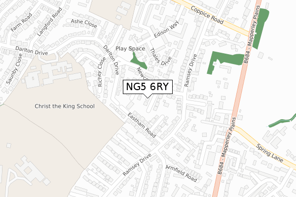 NG5 6RY map - large scale - OS Open Zoomstack (Ordnance Survey)