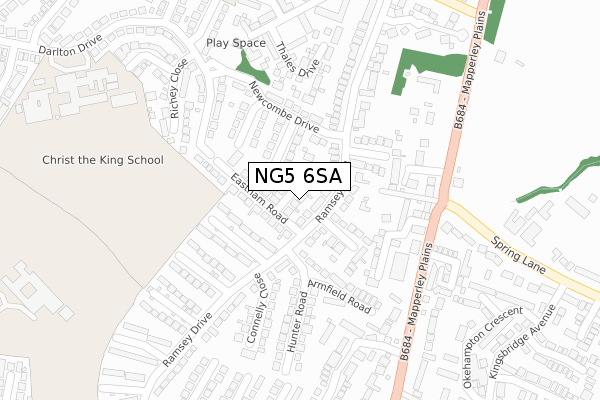 NG5 6SA map - large scale - OS Open Zoomstack (Ordnance Survey)