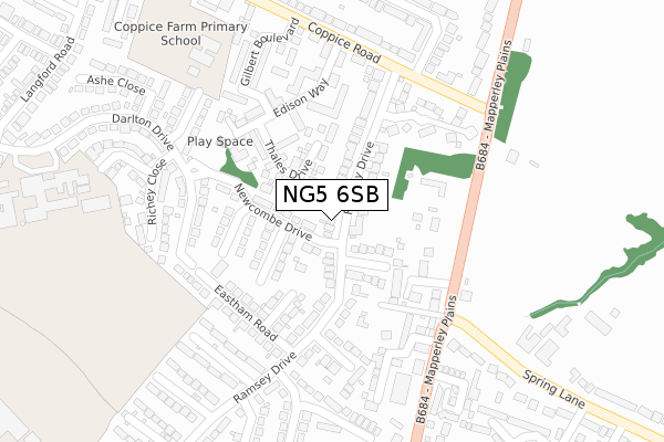 NG5 6SB map - large scale - OS Open Zoomstack (Ordnance Survey)