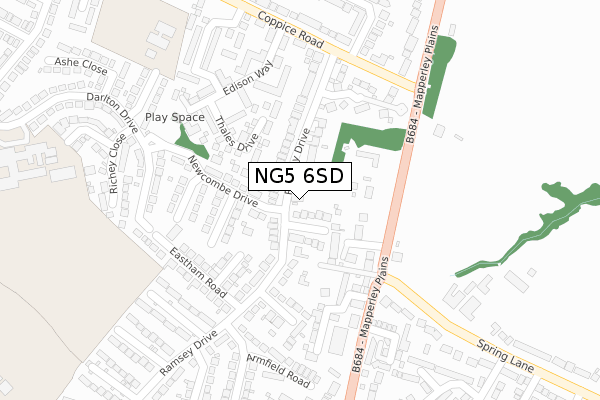 NG5 6SD map - large scale - OS Open Zoomstack (Ordnance Survey)