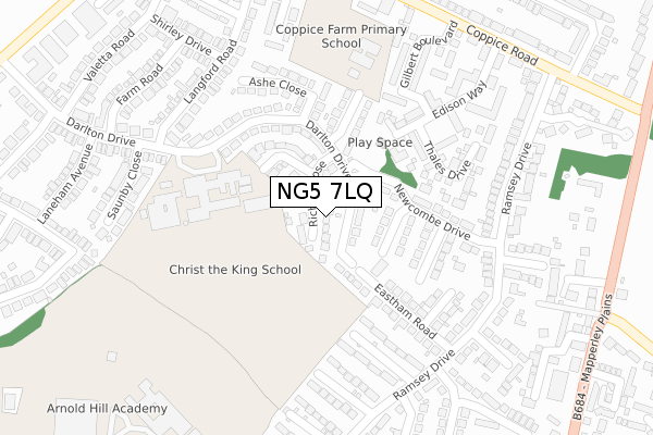 NG5 7LQ map - large scale - OS Open Zoomstack (Ordnance Survey)