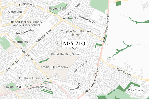 NG5 7LQ map - small scale - OS Open Zoomstack (Ordnance Survey)