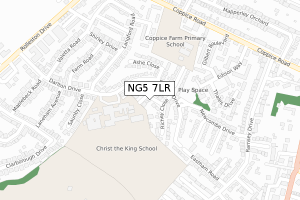 NG5 7LR map - large scale - OS Open Zoomstack (Ordnance Survey)