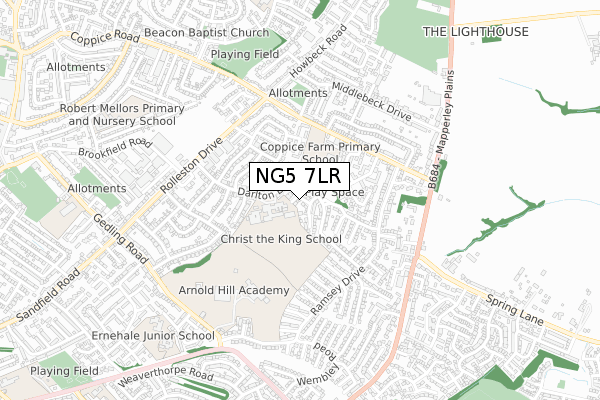 NG5 7LR map - small scale - OS Open Zoomstack (Ordnance Survey)